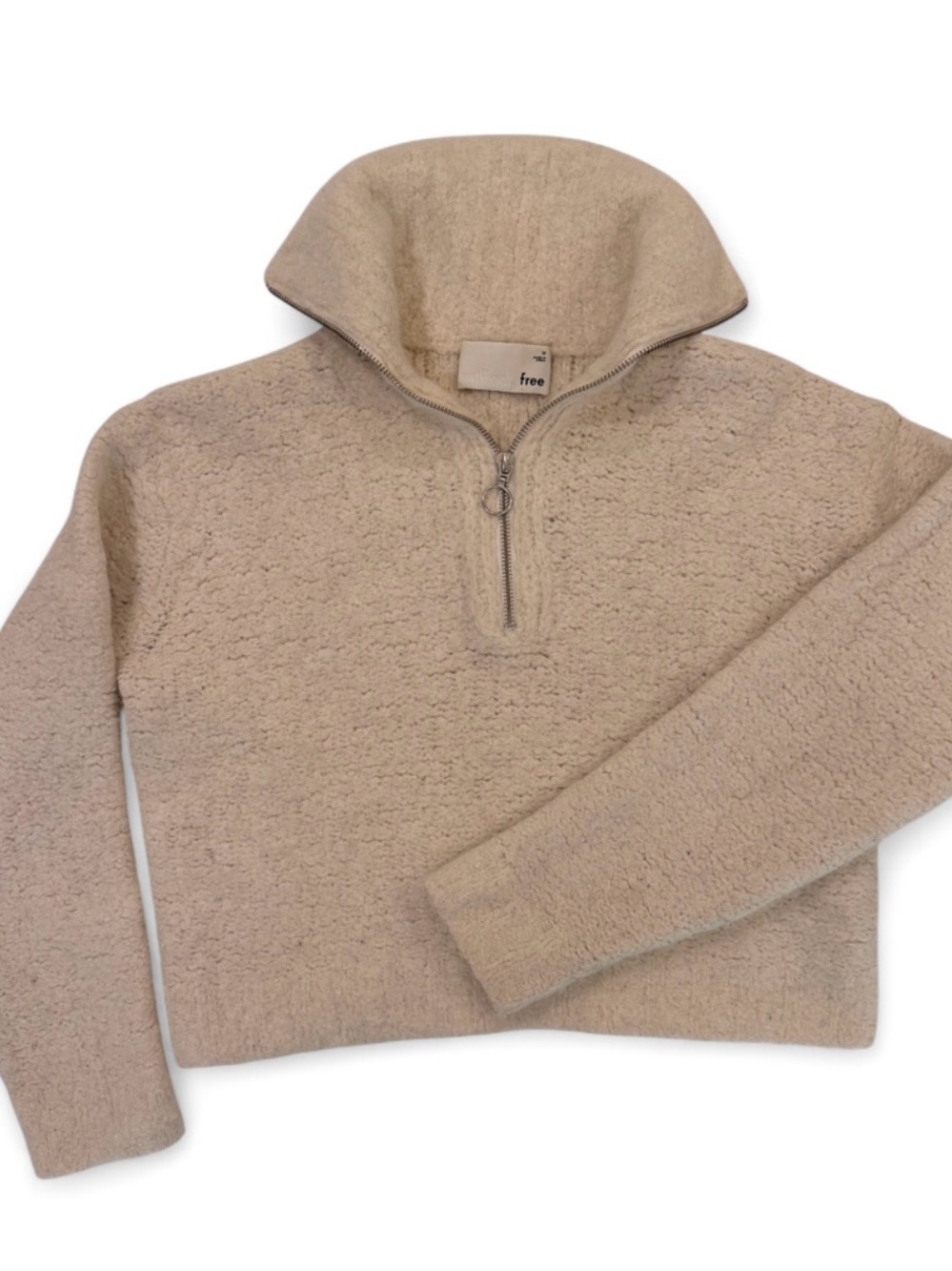 Aritzia Wilfred Free Alpaca Merino Wool Half Zip Sweater Cream M